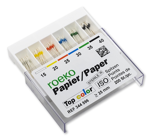 Бумажные штифты ROEKO Paper Points Top Color ISO 15-40, 200шт 3430 фото