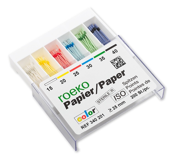 Бумажные штифты ROEKO Paper Points color ISO 20, 200шт 3432 фото